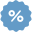 A percentage sign inside a blue circle
